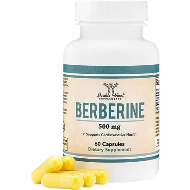 Double Wood berberina HCl 500 mg por cápsula, frasco de 60 cápsulas