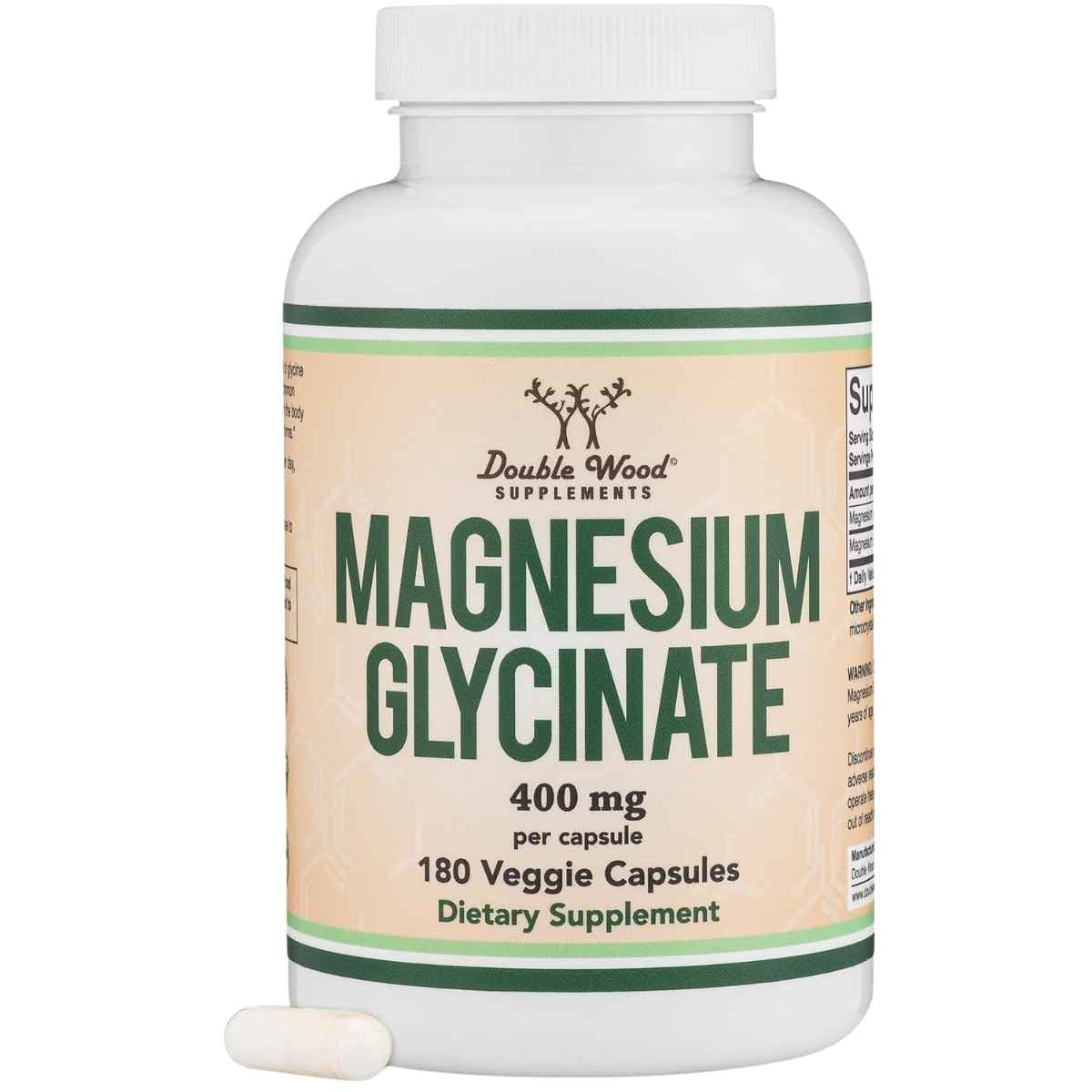 Double Wood glicinato de magnesio 400 mg 180 cápsulas frontal
