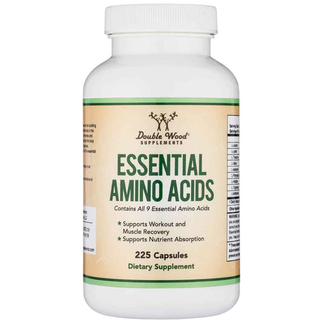 Frasco de suplemento Double Wood Supplements Aminoácidos Esenciales 225 cápsulas