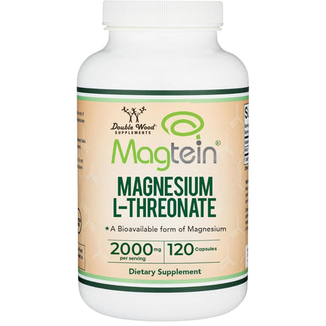 Double Wood Supplements Magtein treonato de magnesio, frasco de 120 cápsulas