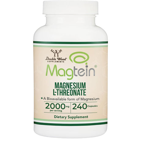 Double Wood Supplements Magtein treonato de magnesio, frasco de 240 cápsulas