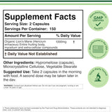 Tabla nutricional del suplemento Double Wood Supplements Melena de León 300 cápsulas