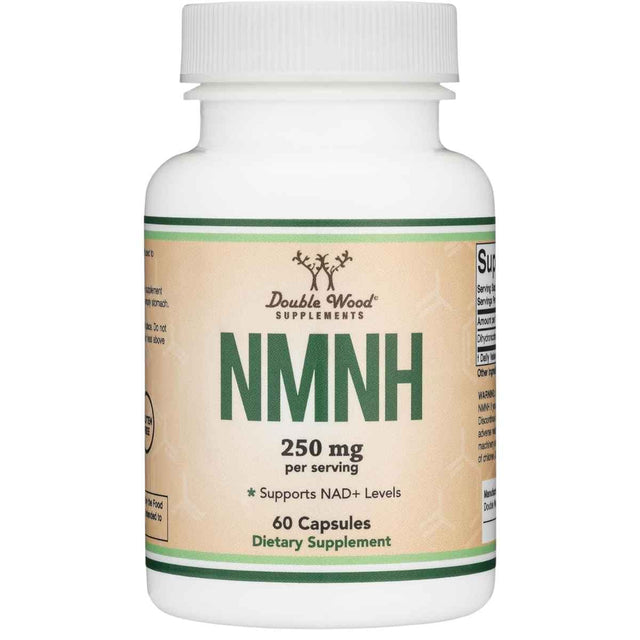 Frasco de suplemento Double Wood Supplements NMNH 250 mg 60 cápsulas