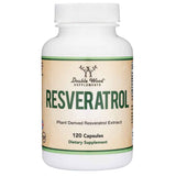 Frasco de suplemento Double Wood Supplements Resveratrol 500 mg 120 cápsulas