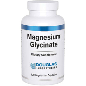 Envase frontal de Douglas Laboratories Magnesio Glicinato con presentación de 120 cápsulas vegetarianas
