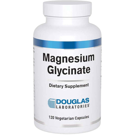 Envase frontal de Douglas Laboratories Magnesio Glicinato con presentación de 120 cápsulas vegetarianas