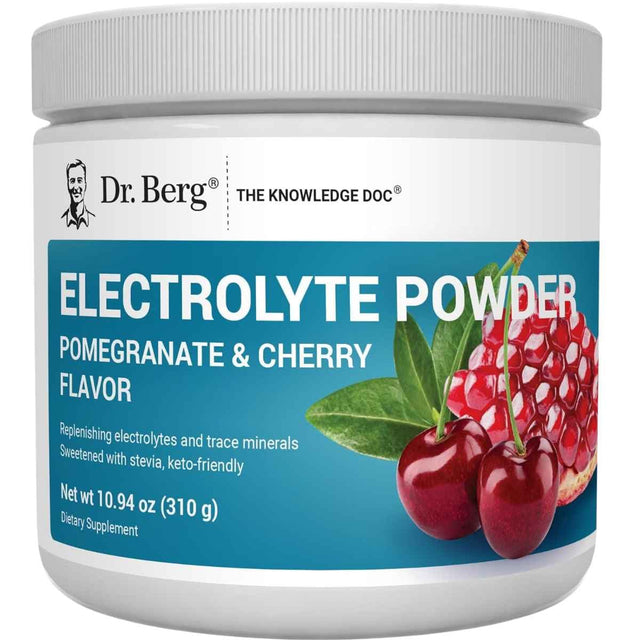 Frasco de suplemento Dr. Berg Electrolitos Pomegranate & Cherry 310 g