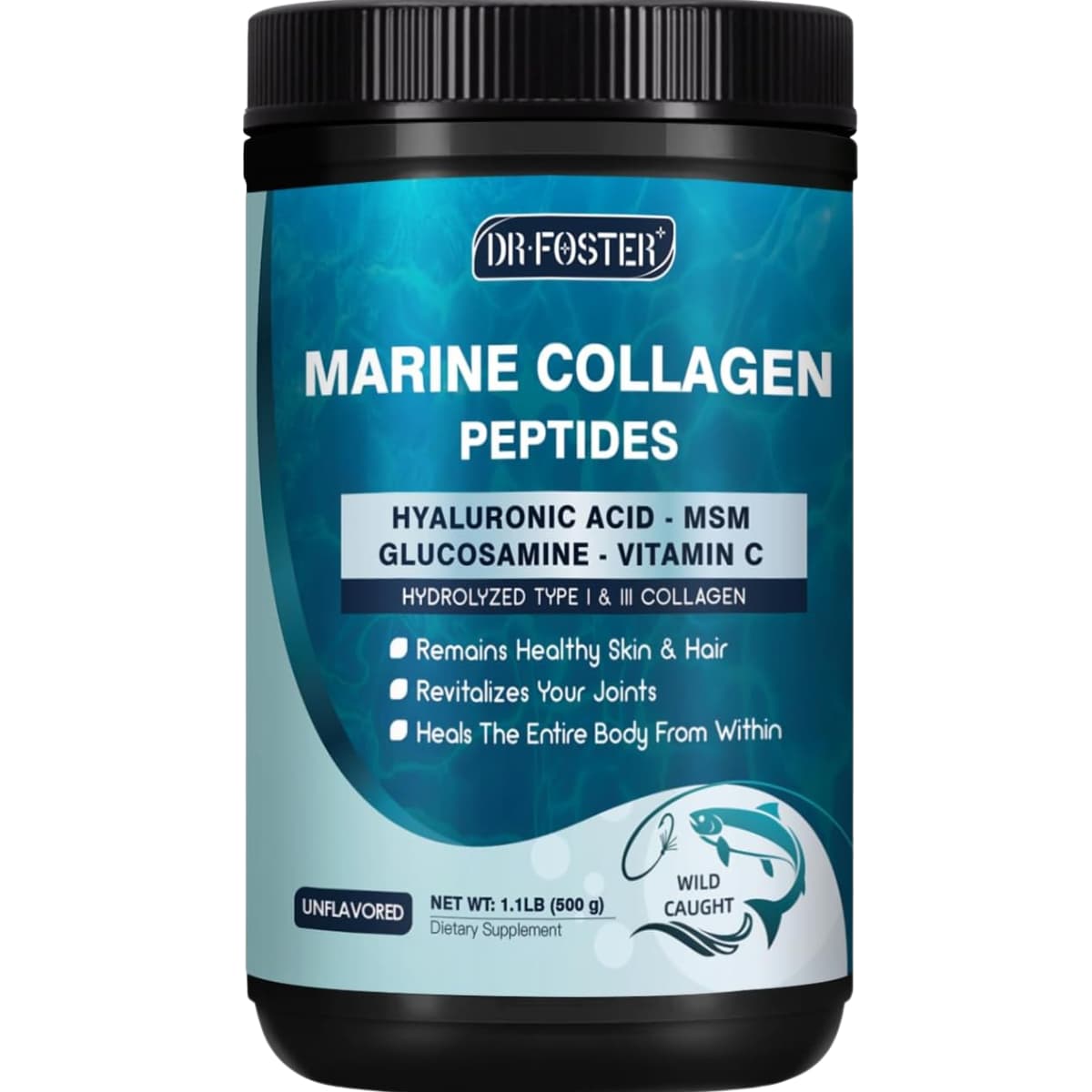 Frasco de suplemento Dr-Foster Péptidos de Colágeno Marino 1.1 lbs