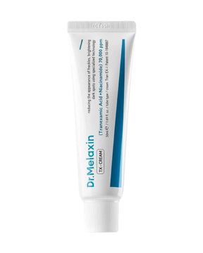 Tubo frontal de Dr.Melaxin TX-CREAM crema facial con ácido tranexámico y niacinamida, presentación de 50 ml.