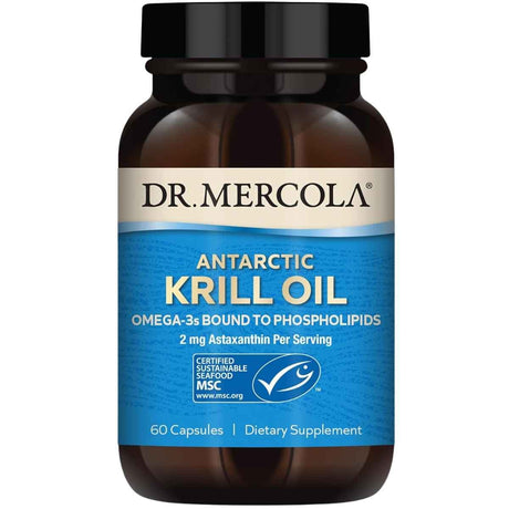 Frasco de Dr. Mercola Aceite de Krill Antártico, presentación de 60 cápsulas