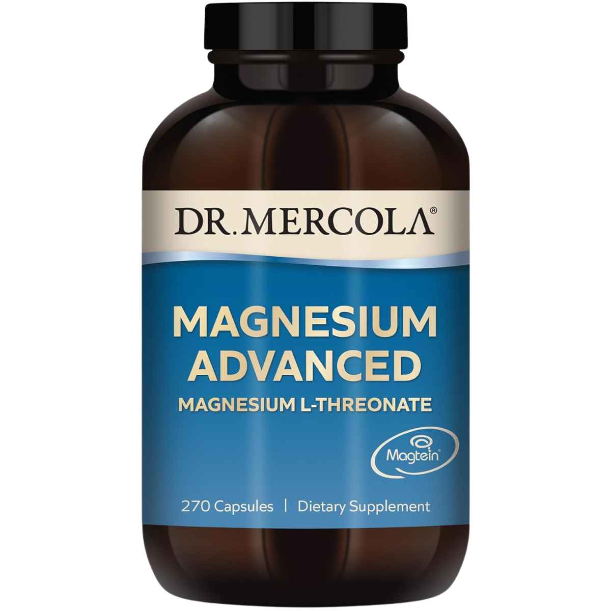 Dr. Mercola magnesio avanzado con L-treonato, frasco de 270 cápsulas