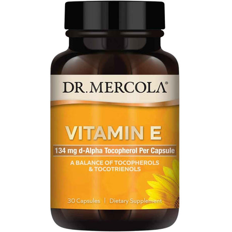 Frasco de suplemento Dr. Mercola Vitamina E 134 mg 30 cápsulas