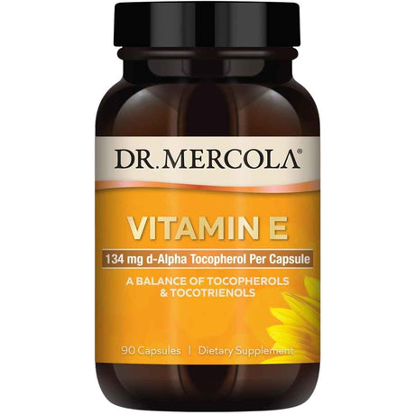 Frasco de suplemento Dr. Mercola Vitamina E 134 mg 90 cápsulas
