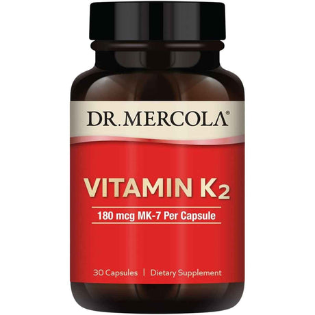 Frasco de suplemento Dr. Mercola Vitamina K2 180 mcg 30 cápsulas