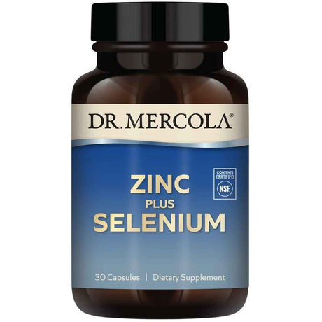 Frasco de suplemento Dr. Mercola Zinc Más Selenio 30 cápsulas