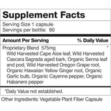 Tabla nutricional del suplemento Dr. Schulze's Intestinal Formula #1 90 Cápsulas Veganas