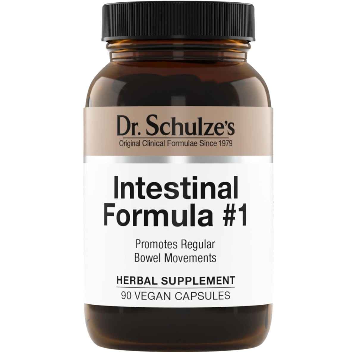 Frasco de suplemento Dr. Schulze's Intestinal Formula #1 90 Cápsulas Veganas