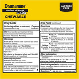 Panel de información del producto de Dramamine para niños con dimenhidrinato 25 mg