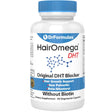 Frasco de suplemento DrFormulas Bloqueador de DHT HairOmega 90 cápsulas vegetales