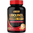 Frasco frontal de DRFOSTER ubiquinol CoQ10 de 200 mg con 120 cápsulas blandas