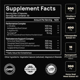 Tabla nutricional del suplemento ELMNT Complejo de Soporte de Testosterona 90 cápsulas