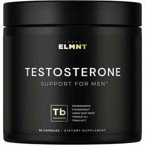 Frasco de suplemento ELMNT Complejo de Soporte de Testosterona 90 cápsulas