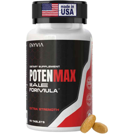 Frasco de suplemento Enyvia Potenmax Fórmula Masculina 60 Tabletas