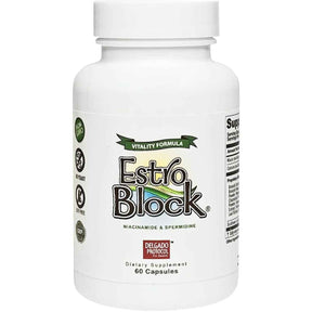 Frasco de suplemento DELGADO PROTOCOL EstroBlock Niacinamida y Espermidina 60 cápsulas