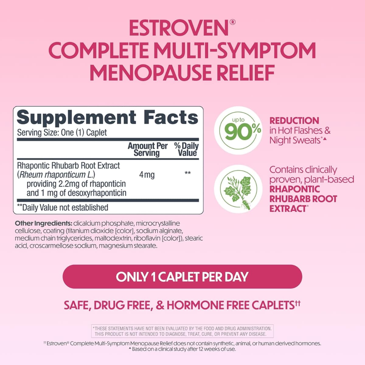 Tabla nutricional del suplemento Estroven Complete Multi-Symptom 28 comprimidos