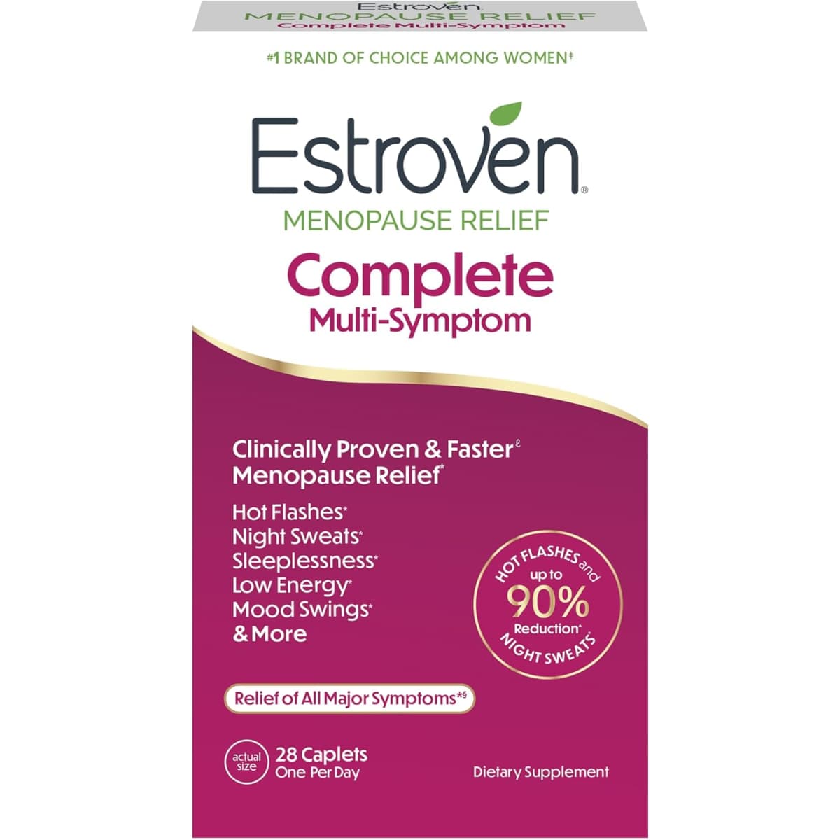 Frasco de suplemento Estroven Complete Multi-Symptom 28 comprimidos