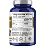 Etiqueta Supplement Facts de NusaPure Colina e Inositol con BioPerine 1,000 mg y 200 cápsulas veganas