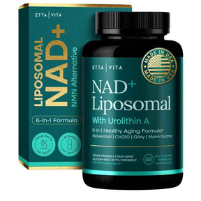 Envase de Etta Vita NAD Liposomal con Urolitina A presentación de 60 cápsulas
