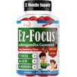 Frasco de suplemento EZ-Focus Extracto de Ashwagandha Sabor Fresa 60 Gomitas