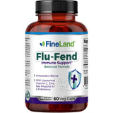 Frasco de Fineland Flu-Fend, presentación de 60 cápsulas vegetales