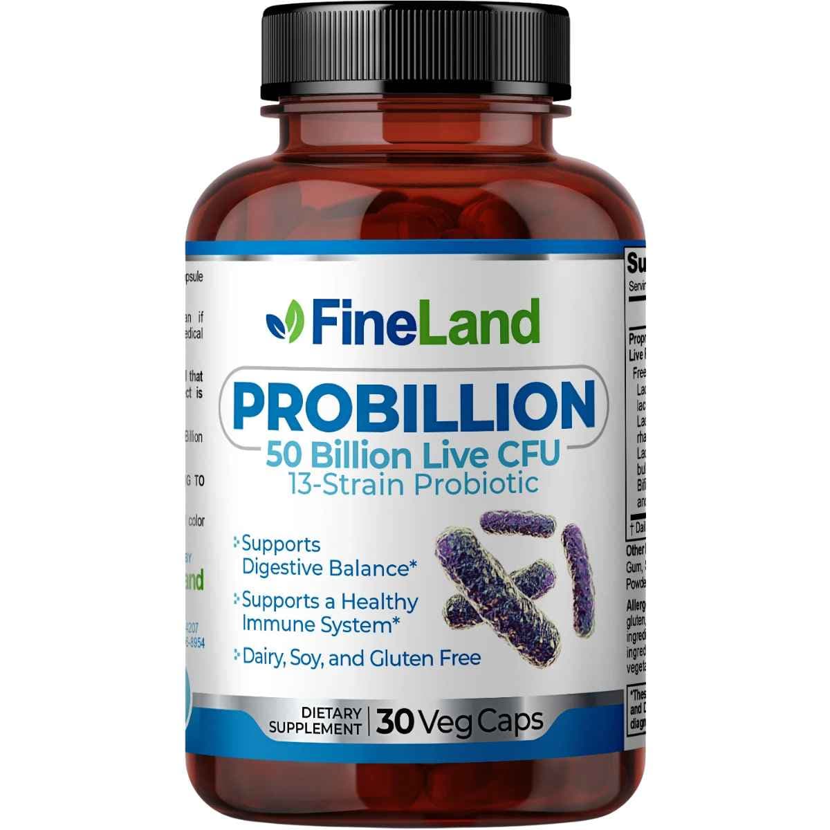 Frasco de suplemento Fineland Probillion 30 cápsulas
