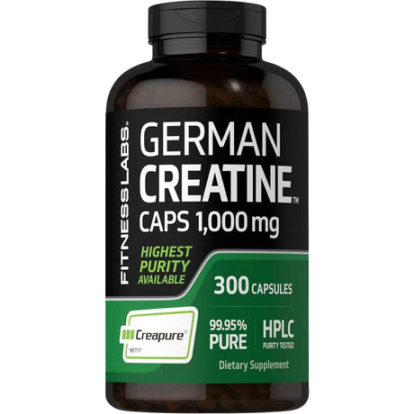 Frasco de suplemento Fitness Labs Monohidrato de Creatina Alemana (Creapure®) 5000 mg 300 Cápsulas