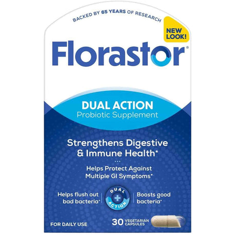 Frasco de suplemento Florastor Saccharomyces Boulardii 500 mg 30 cápsulas