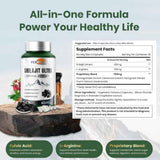 Tabla nutricional del suplemento Flynew Complejo de Shilajit 1300 mg 60 Cápsulas