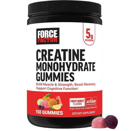 Force Factor creatina monohidratada, sabor mezcla de frutas, 150 gomitas.