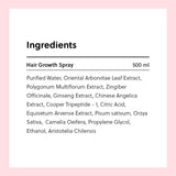 Tabla nutricional del spray capilar ForChics Spray para Crecimiento del Cabello ForHair 50 ml