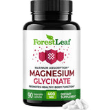 Frasco de glicinato de magnesio ForestLeaf de 90 cápsulas vegetales