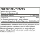 Etiqueta Supplement Facts de Futurebiotics glicinato de magnesio 120 cápsulas