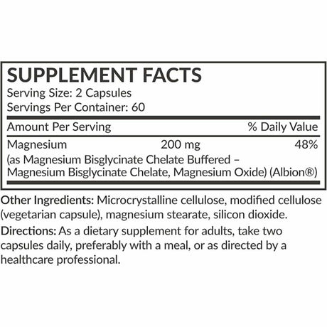 Etiqueta Supplement Facts de Futurebiotics glicinato de magnesio 120 cápsulas