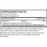 Etiqueta Supplement Facts de Futurebiotics glicinato de magnesio 60 cápsulas