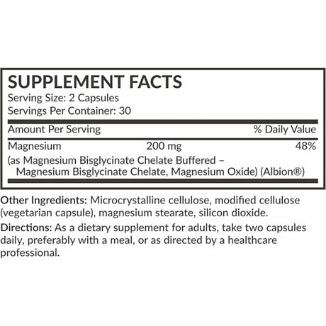 Etiqueta Supplement Facts de Futurebiotics glicinato de magnesio 60 cápsulas