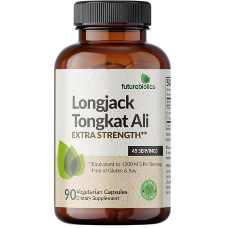Frasco de suplemento Futurebiotics Longjack Tongkat Ali 90 cápsulas