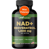 Frasco de suplemento Gade Nutrition Liposomal NAD+ y Trans-Resveratrol 1500 mg 90 cápsulas