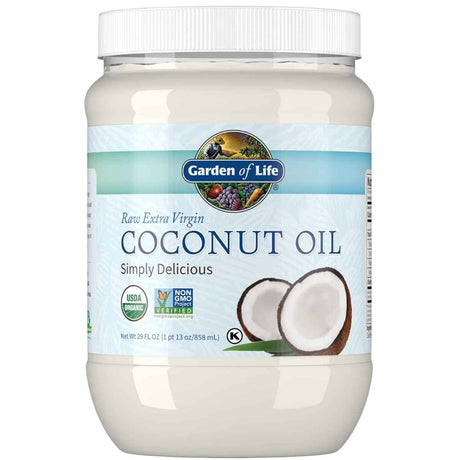 Frasco de suplemento Garden of Life Aceite de Coco Extra Virgen 858 ml