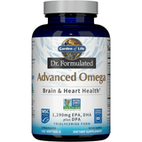 Frasco Garden of Life Dr. Formulated Advanced Omega, 180 cápsulas blandas.