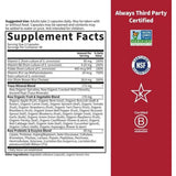 Tabla nutricional del suplemento Garden of Life Hierro Vitamin Code Healthy Blood 60 cápsulas